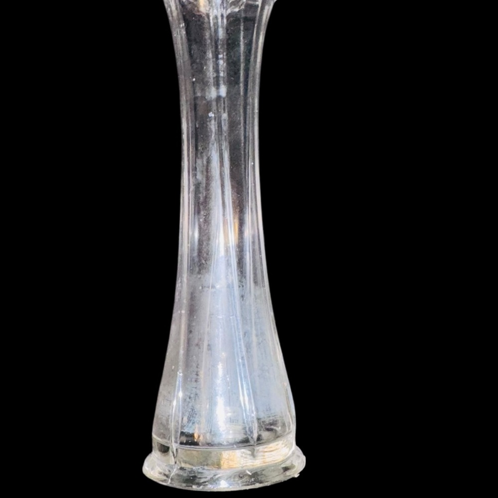 Vintage L.E. SMITH Stretch Clear Swung Ribbed Vase - Picture 4 of 10